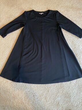 LOFT Black Long Sleeve A-Line Dress